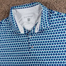 Hickey Freeman Golf Polo Shirt XL Mens Blue Geometric Short Sleeve Performance