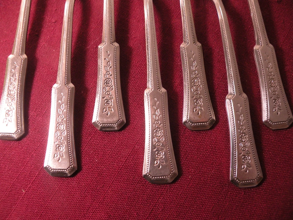 Set Of 7 Rogers Stanley Roberts Cocktail Forks Landscape Stainless Steel 5 5/8" - Image 4 of 4