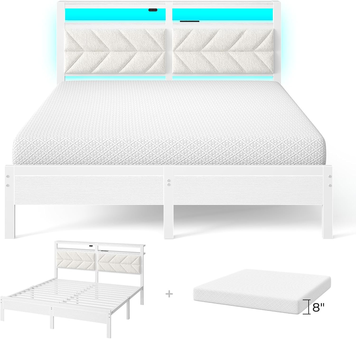 With Charging Station & 8" Gel Memory Foam Mattress