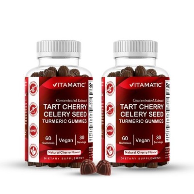 2 Pack Vitamatic Tart Cherry  with Celery Seed & Turmeric Extract - 60 Gummies