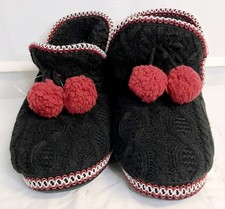 MukLuks Red Black Cableknit Fleece Lined Slippers XL 11-12 NWOTS