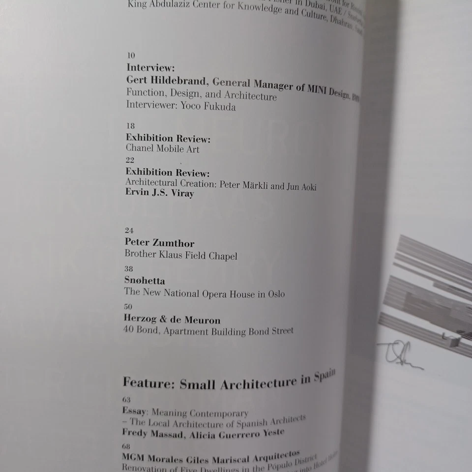 a+u 2008 Amall Architecture in Spain: Peter Zumthor :Herzog &de Meuron:Snohetta - Image 2 of 4