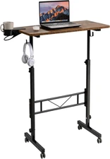 Portable Standing Desk Adjustable Height, Mobile Stand up Desk with Wheels, Smal