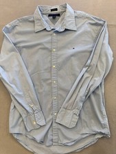 Tommy Hilfiger Button Down Shirt Mens Extra Large Classic Blue Logo Collared
