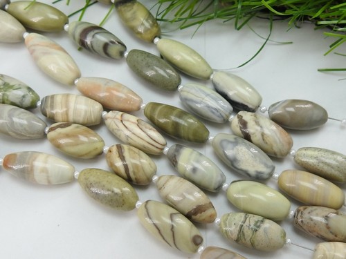 12 Inch Strand Natural Jasper Smooth Tube Shape Beads 20X10 To 10X6 MM Approx - Picture 3 of 6