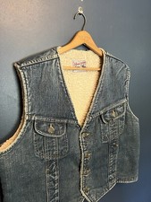 Vintage 80  s Lee Storm Rider Sherpa Lined Denim Vest Size Large