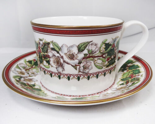 CHRISTMAS ROSE by Spode Tea Cup & Saucer NEW NEVER USED made in England - Afbeelding 1 van 6