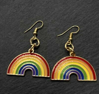 Regenbogen Ohrhänger hell fröhlich baumelnd F6