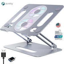 Purely C50 Cooling Fan Height-Adjustable 18" Laptop Stand - Silver