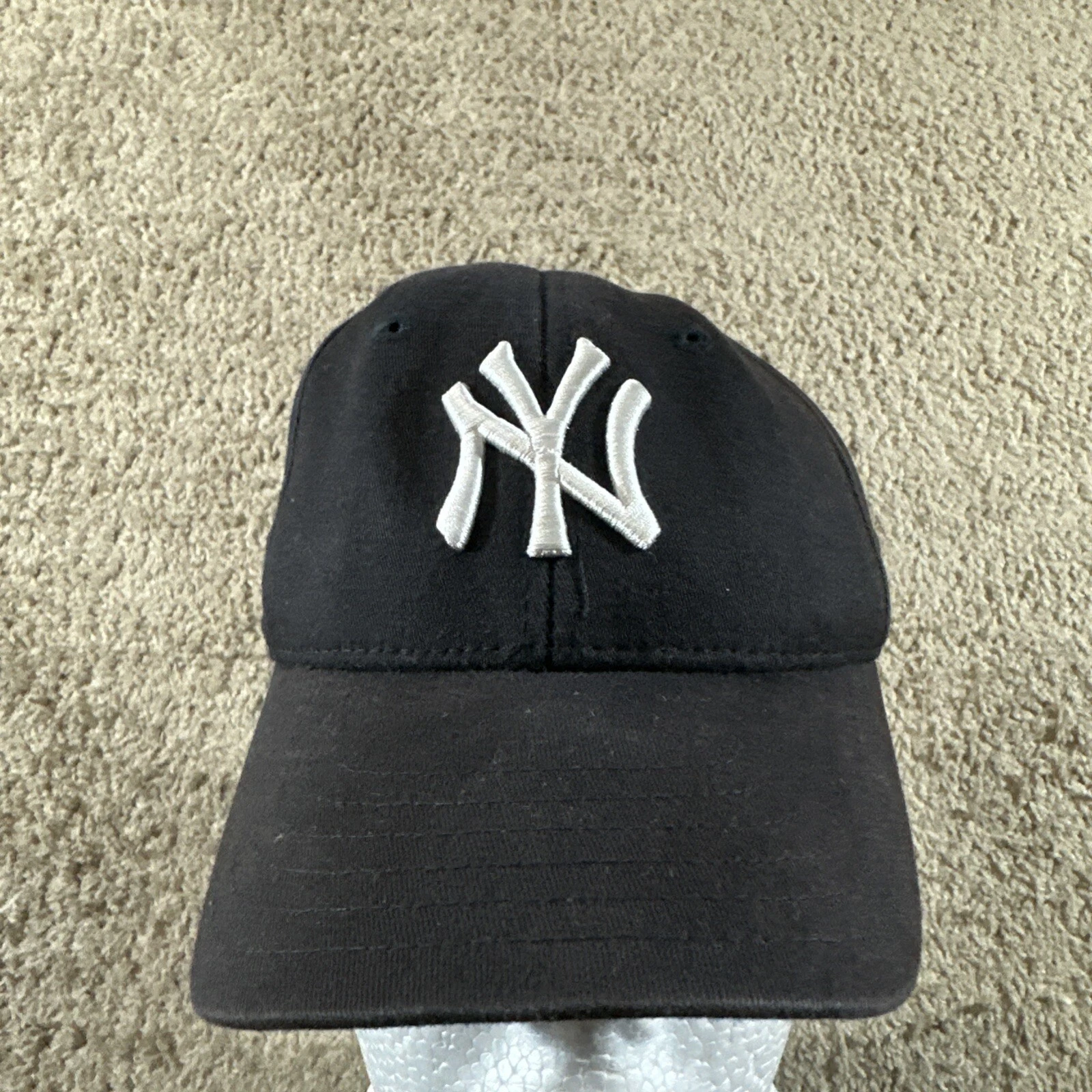 Vtg New York Yankees Hat Cap Toddler One Size Blue Stretch New Era 90s Y2K
