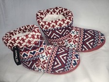 Adore Me Slippers Waffling Comfy High Top Fair Isle Red White Blue New