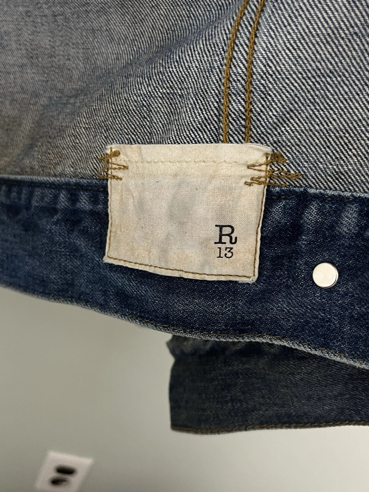 $1250 R13 Distressed Zipper Trucker Jacket Medium image 9