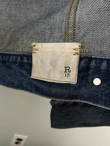 $1250 R13 Distressed Zipper Trucker Jacket Medium image 9