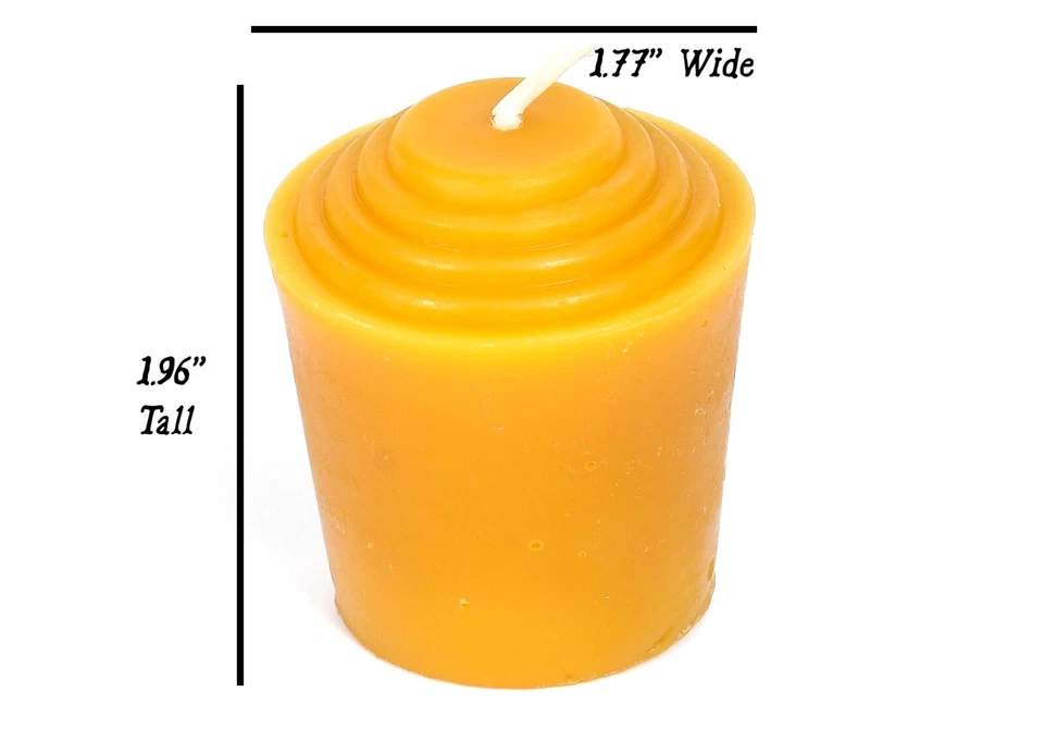 100% Pure Beeswax Votive Candles, Unscented, 15 Hours Each, Packs of 12 or 24 - Image 2 of 4