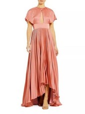 Mac Duggal Dusty Rose Front Cutout Pleated High Low Dress Size 8 $398
