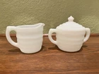 Vintage Hazel Atlas Milk Glass Creamer Beehive Pattern Fine Ribbed White