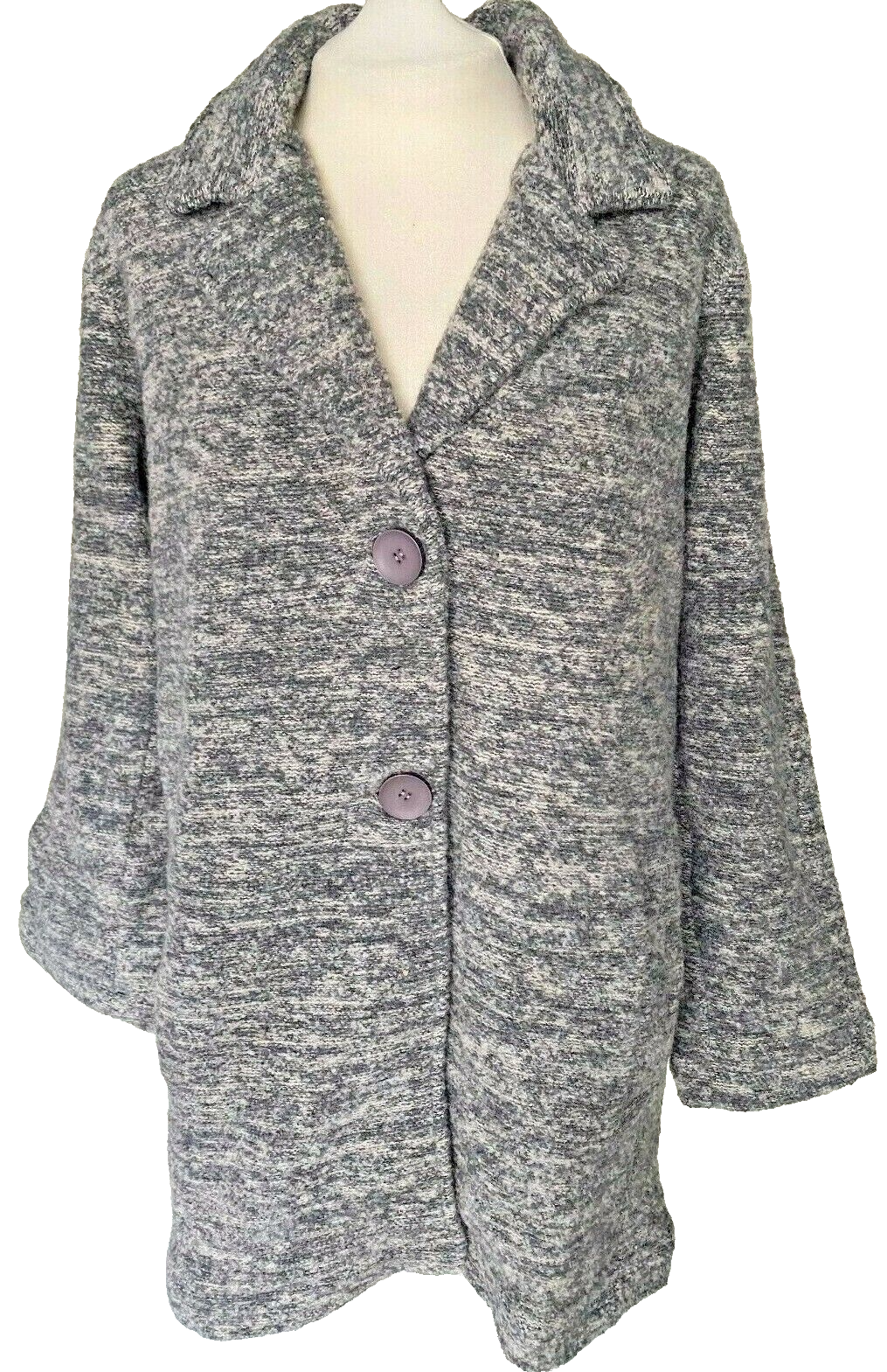 ALTRA Cappotto boucle misto lana Adini manica lunga bottoni davanti tasche laterali colletto S