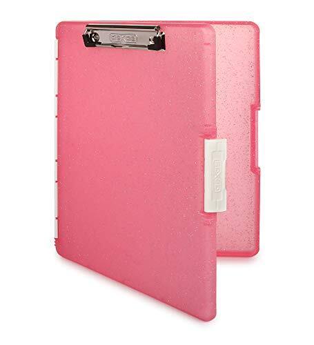  Slimcase 2 Storage Clipboard with Side Opening 12.5 x 9.5 White Pink Glitter - Afbeelding 1 van 6