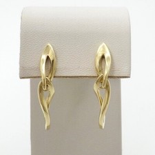 Solid 14k Gold Twisted Drop Open Link Dangle Earrings Whimsical 6gr New