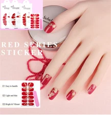 Nail Art 3D Stickers Stones Design Decoration Tips Full Nail Red Gold Silver