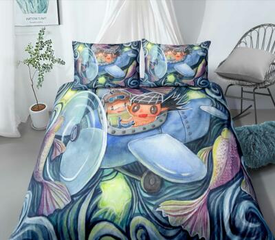 3D Blue Airplane ZHUA219 Bed Pillowcases Quilt Duvet Cover Set Queen King Zoe