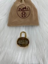 Hermes Cadena Padlock Round Shape Gold Lock Bag Charm Authen