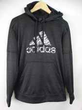 Adidas Women's Hoodie Sweatshirt Size Large Black Fleece Hood Top Thumbholes