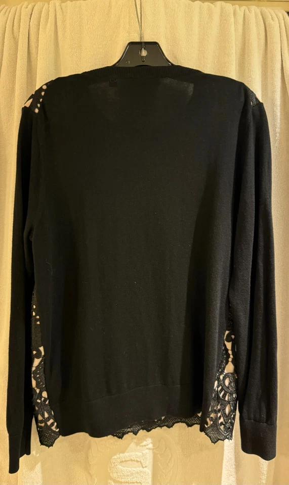 Blusa para mujer Ted Baker algodón/mezcla L/S talla 4 negra sobre beige crocket nueva sin etiquetas Foto 2 de 4