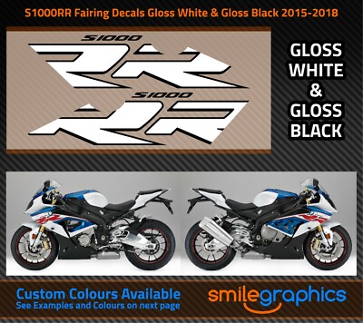 BMW S1000RR Fairing 2015-18 Gloss White gloss Black Stickers 