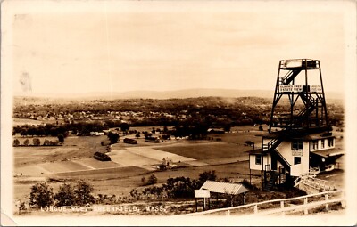 Real Photo PC Longue Vue Longview Observation Tower in Greenfield, Massachusetts