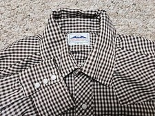 DAKOTA By Five Brother Brown White Plaid Pearl Snap Shirt Medium USA Vintage