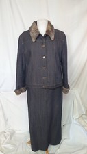 Set Of 2: Ladies Denim Jacket And Skirt - Kaliko, Uk 14, Eu 40, Brown/grey, 1318