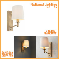 E14 LED Wall Light Dimmable Antique Brass Living Room Light with Fabric Shade