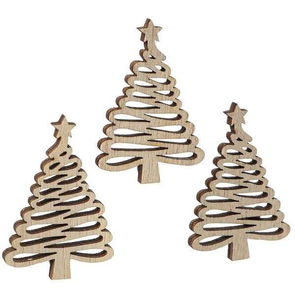Streudeko Weihnachten Natur Tannenbaum Holz 72 StüCk - Festliche Tischdeko-image