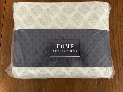 Home Reflections 6 PC 1200 Thread Count Cotton Blend Sheet Set Full Green White