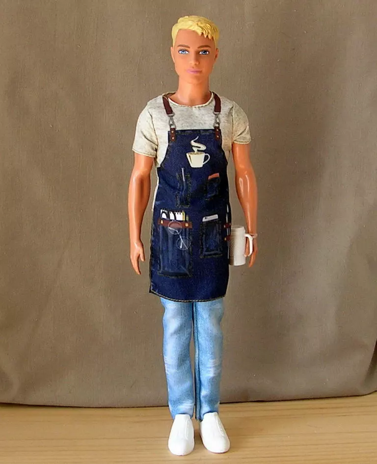 BARBIE FASHIONISTAS BLOND KEN BARISTA DOLL Brand New w o Packaging