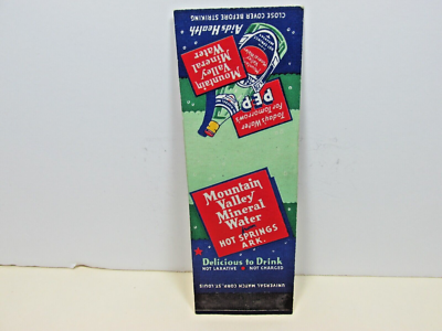 #ad #ad Mountain Valley Mineral Water Hot Springs AR Cola Soda Matchbook Cover Ad $4.99