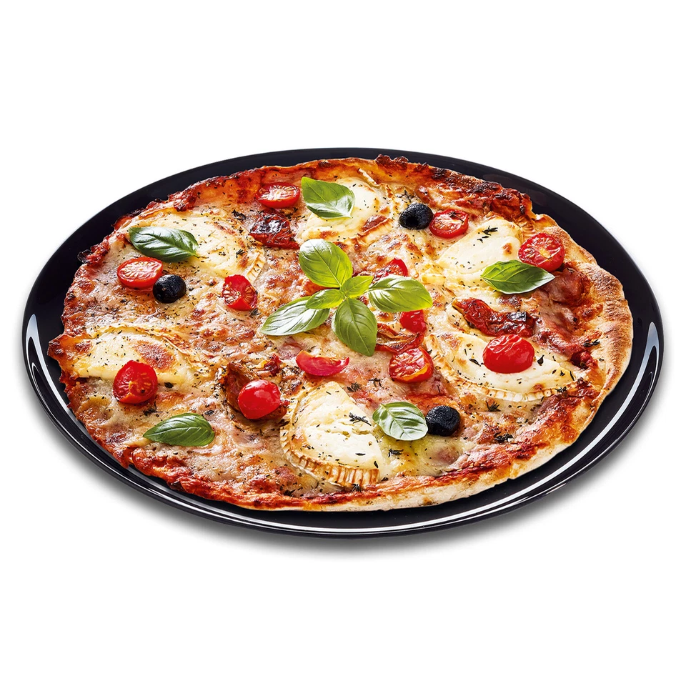 32 cm Pizzateller Servierteller Opal Glas Pizza Kuchen Teller Platte schwarz - Bild 3 von 3