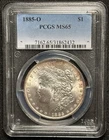 1885 O - Morgan U.S. Silver Dollar $1 - Toned Rim- New Orleans - PCGS MS65