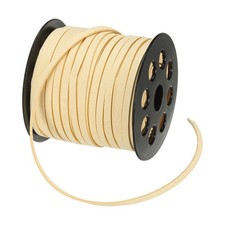 Faux Suede Leather Cord 5mm x 50 Yard Flat Leather Suede String Cord Cream