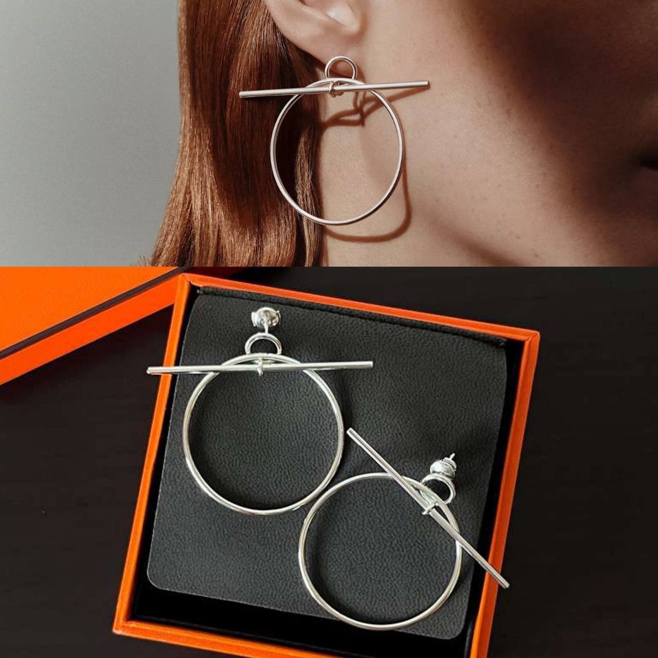 Hermes Loop Earrings Silver Medium Model  NEW - image 1