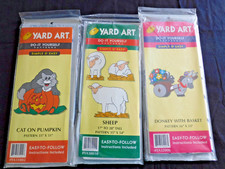 Vintage -- YARD ART -- Lot of 7 Patterns + 6 pkg. Graphite Paper -- Factory Seal