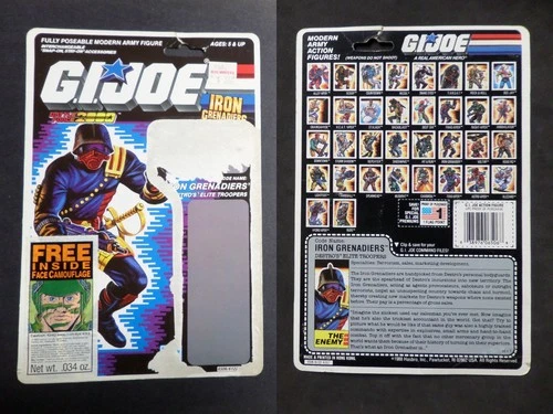 GI Joe ARAH Real American Hero 1988 IRON GRENADIER Full Uncut Cardback File Card