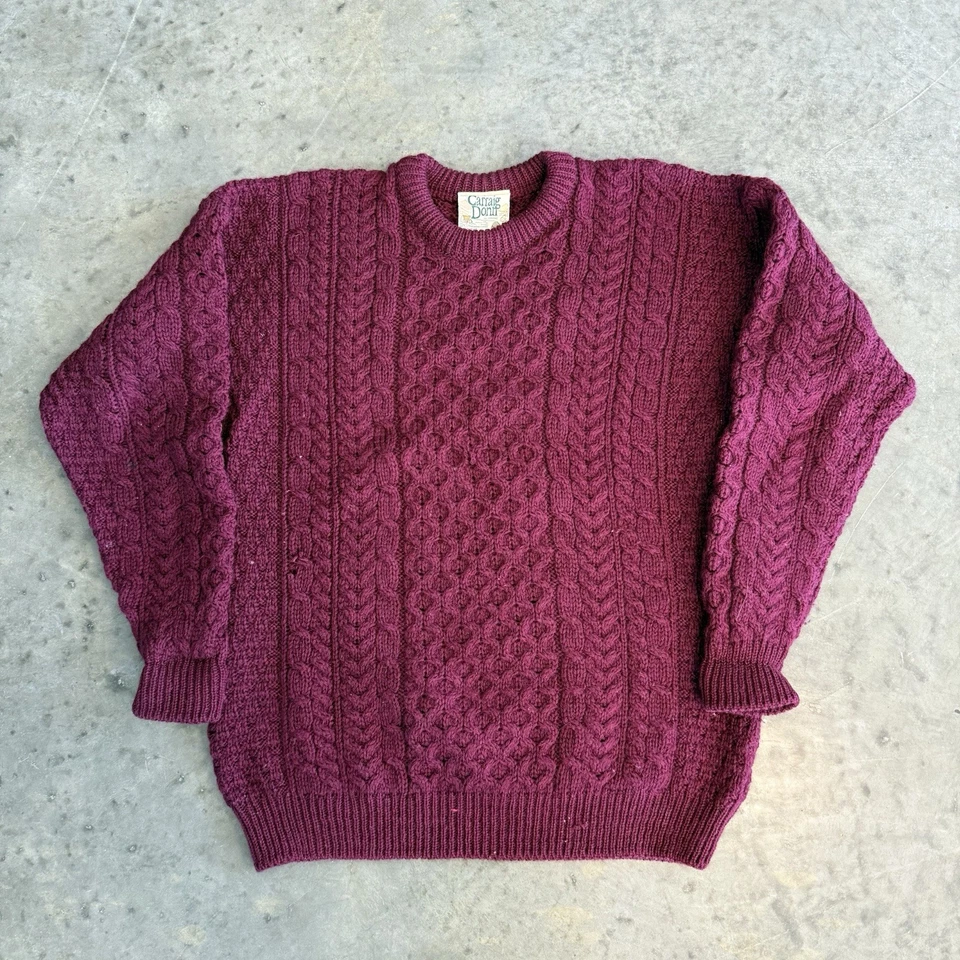 Suéter tejido grueso CARRAIG DONN talla M 100 % pura lana nueva Aran Fisherman