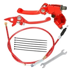  7/8 Folding Brake Clutch Lever Handle Perch with Cable for 110cc 125cc Red