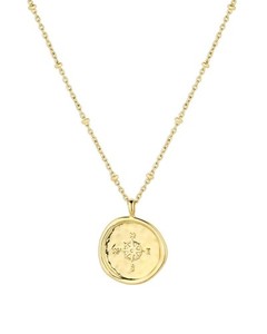 Authentic gorjana - Compass Coin 3/4 inch x 1/16 x 17-19 inches, Gold Plated