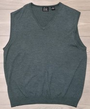 Jos. A. Bank Green Merino Wool V-Neck Men's XL Sweater Vest Signature Collection