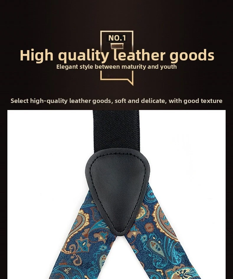 Pantalones elásticos para hombre adulto con tirantes ajustables de seis clips traje a lunares Foto 3 de 4