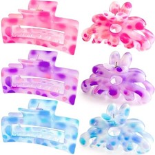 Hair Clips for Women,6PCS Big Flower Claw Clips for Thick Thin colorful