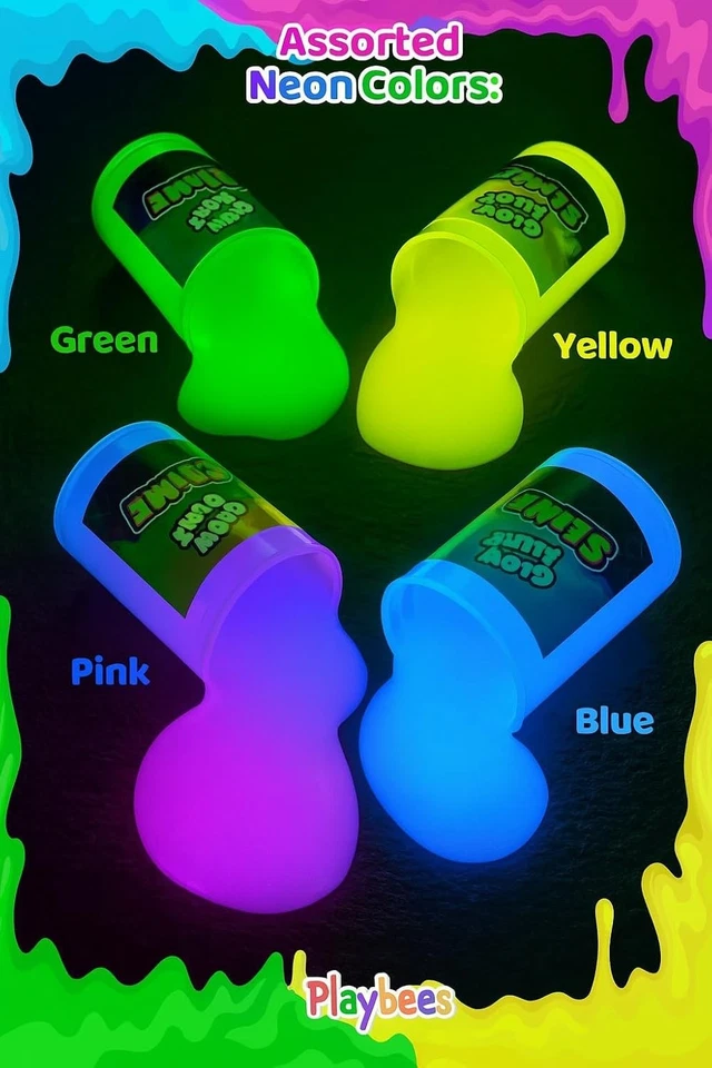 Paquete de 6 Slime Brilla en la Oscuridad - Favores de fiesta de neón, juguete sensorial para niños 5+ Foto 3 de 4